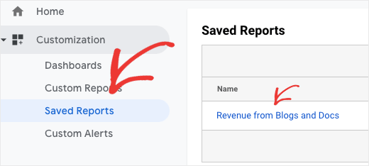 find saved reports