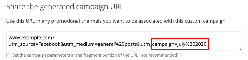 Screenshot of the Campaign URL Builder, with emphasis on utm